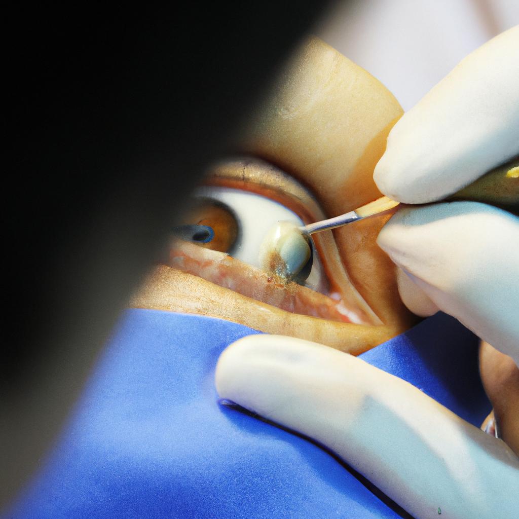 Person working on artificial cornea