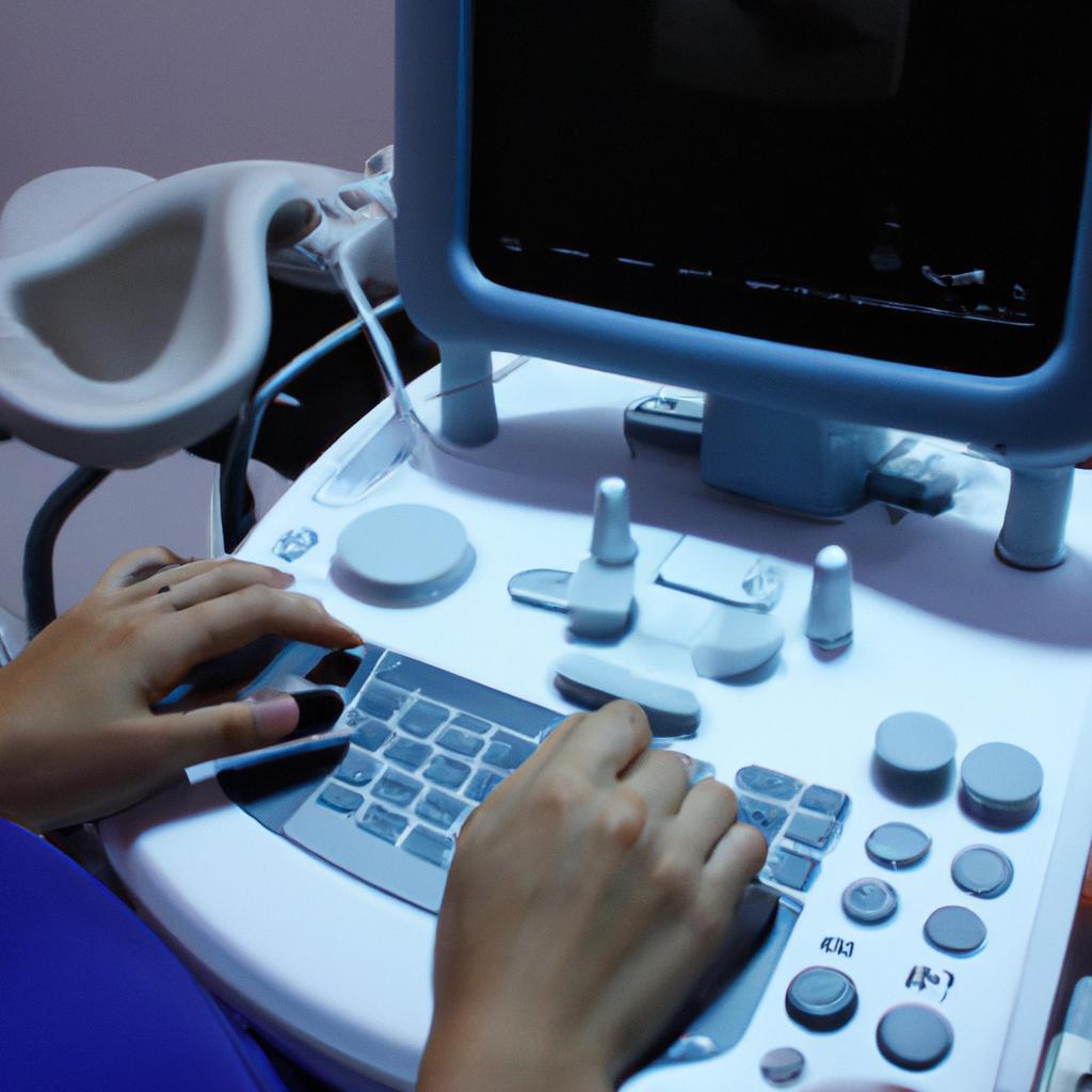 Person operating ultrasound imaging machine